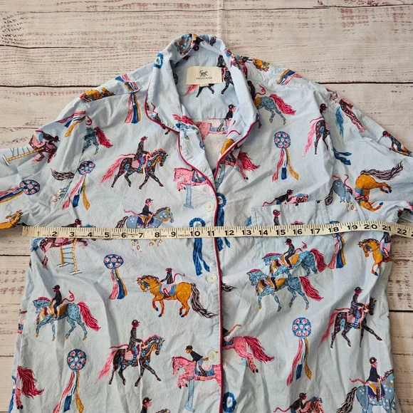 Printfresh Horse Show Blue Ribbon Equestrian Organic Cotton Pajama Top Medium - Picture 5 of 5